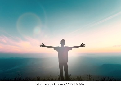 Happy Muslim Man Reborn Worship God Stock Photo (Edit Now) 544248571