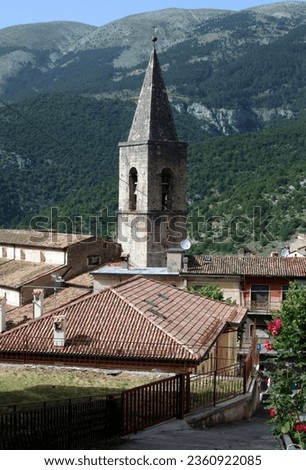 Similar – Foto Bild Glockenturm mit Glocken und Kreuz im italienischen Stil / Marciana Alta