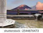 Enjoy a hot spring while looking at Mt. Fuji