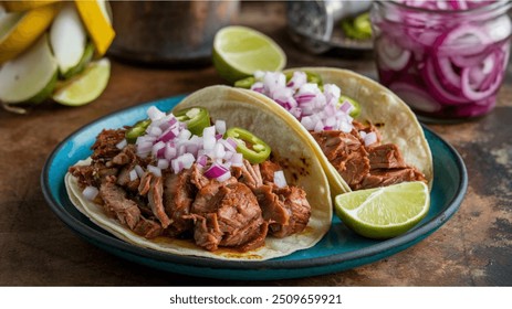 Enjoy the rich flavors of Mexican tacos filled with Cochinita Pibil, a traditional Mayan dish from Yucatan, Mexico, bursting with vibrant and savory taste.
 - Powered by Shutterstock