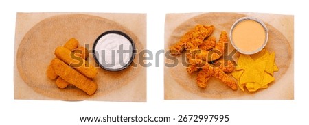 Enjoy a selection of crispy appetizers featuring fried snacks and dipping sauces, beautifully presented on wooden trays in a relaxed restaurant atmosphere.