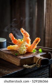 Enjoy Your Shrimp In Tempura With Red Sauce