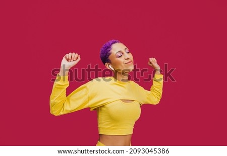 Similar – Image, Stock Photo An Energetic Young Woman Running in the Park