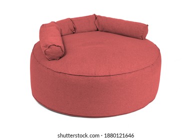 Enormous Red Beanbag Isolated On White Background