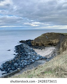 Enormous stones, known as 'rock armour' protecting the English coast