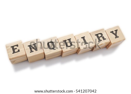 ENQUIRY word made with building blocks isolated on white