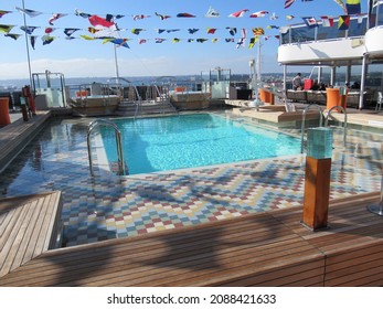 Ensenada, Mexico - Nov 2021: Pool Deck On The Holland America Cruise Ship Koningsdam