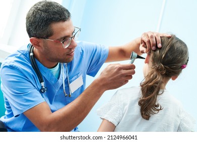 ENT Medical Examination Of Little Girl By African Doctor