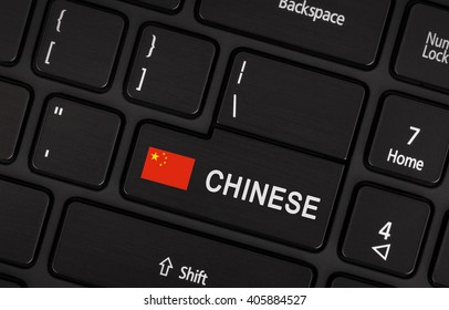 Enter button with flag China - Concept of language (learning or translate)