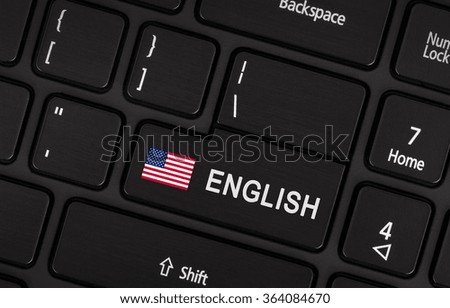 Enter button with flag USA - Concept of language (learning or translate)