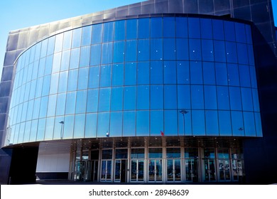 Enter To Modern Blue Office Building