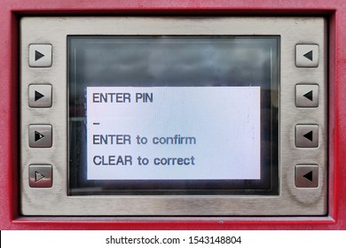 Enter Pin Message On Gas Station Pump Display.