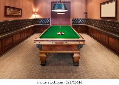 Entertainment Room In Luxury Mansion With  Pool Table