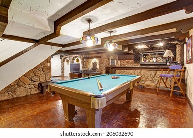 Entertainment Room  With Pool Table. Castle Theme Design