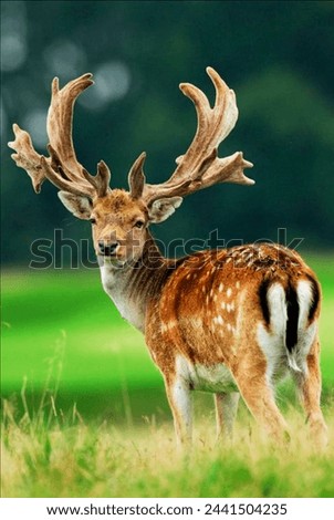 Enthralled by the presence of a magnificent deer with grand antlers, a true marvel of the great outdoors. 