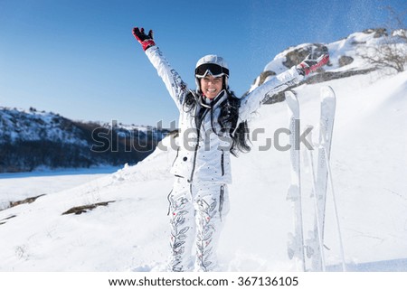 Similar – Skier from behind on the mountain