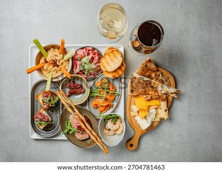 An enticing array of appetizers invites guests to savor the evening's flavors.