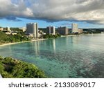Entire view of Tumon Bay, Guam with beautiful beach view. 