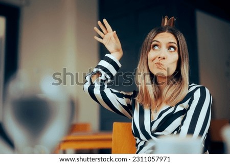 
Entitled Restaurant Customer Acting Pretentious and Ridiculous. Client from hell demanding and asking impolitely with entitlement 
 [[stock_photo]] © 