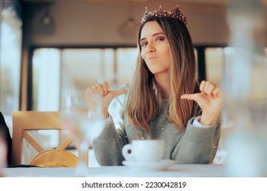 
Entitled Woman Feeling Important Acting Arrogant Like a Queen. Self-centered vain and smug girl feeling like royalty 
 - Shutterstock ID 2230042819
