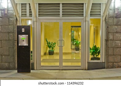 Entrance (back Door) Of A Building At Night