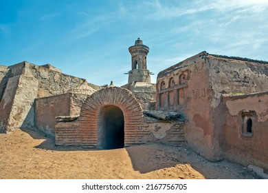 Entrance to the baths and minaret. Sarai-Batu, an ancient city, the capital of the Golden Horde. Astrakhan region. Russia - Shutterstock ID 2167756705