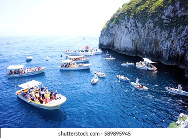 Entrance To Blue Cave On Capri Island