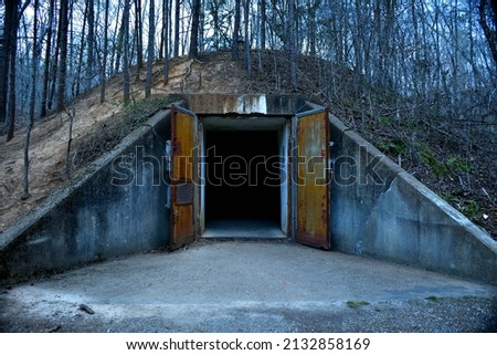 Entrance to bunkers in the forest.