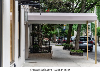 Entrance Canopy To Luxury Apartment Building In The Upper East Side Of Manhattan In New York City, USA