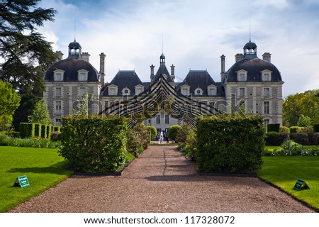 entrance to the Chateau Cheverny, Loire Valley, France.