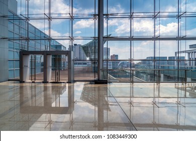 The Entrance Of The Commercial Building Office In The Financial 