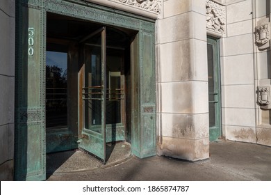 Entrance Of Detroit Masonic Temple In Detroit , USA