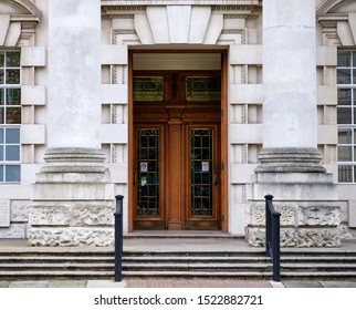 Entrance Door To The High Court In Belfast , Northern Ireland. October 4. 2019