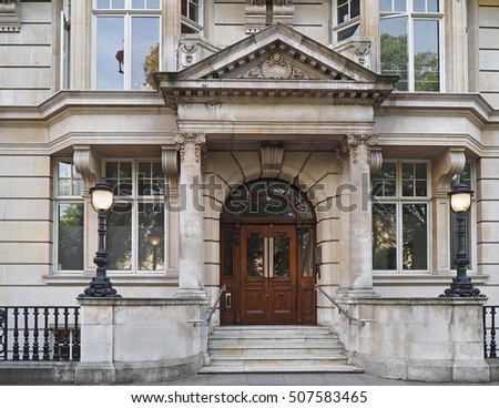 entrance to elegant townhouse or apartment building
