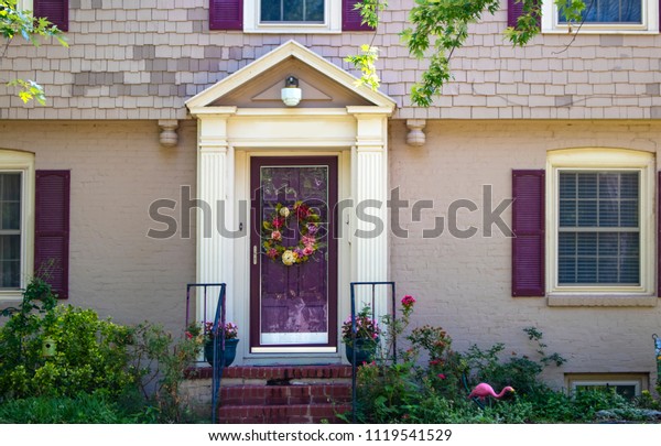 Entrance Front Door Beauitufl Painted Brick Stock Photo Edit Now