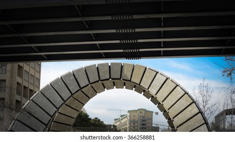 Entrance Gate Of Amir Kabir University In Tehran. Photo Taken From Under The Bridge.