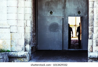 Entrance Gate To Prison With Gaurds