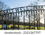 The entrance gate to Saltwell park, a public park in Gateshead, UK