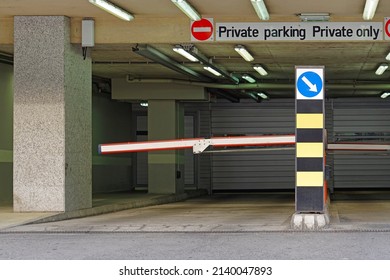 Entrance To Gated Private Parking Garage Only Sign