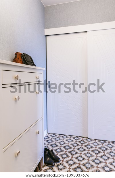 Entrance Hallway Modern Apartment Minimalist Design Stock Photo