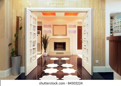 Entrance Of A Hotel Restaurant, Interior Design.