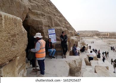 Entrance Inside To Great Pyramid Of Giza, Also Known As Pyramid Of Khufu Or Cheops In Egypt