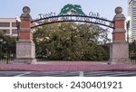  Entrance to Jessie Ball DuPont Park featuring the Treaty Oak in Jacksonville, Florida.