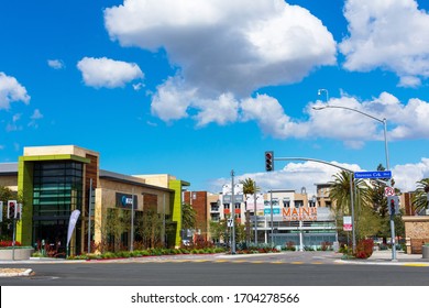 Entrance To Main Street Cupertino Modern Outdoor Shopping Center And Mixed-use Neighborhood Located On Stevens Creek Boulevard - Cupertino, California, USA - 2020