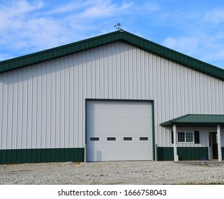 Entrance To A Metal Farm Storage Shed