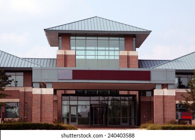 Entrance Of A Modern Suburban Office Building.