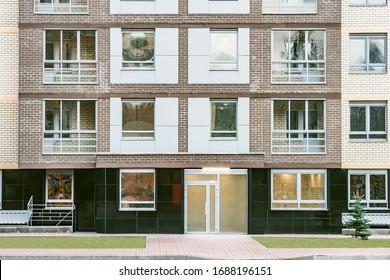 Entrance Of The New Modern Apartment House.