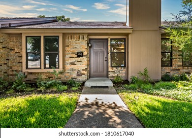 Entrance Of A One Story House In Dallas Texas, USA