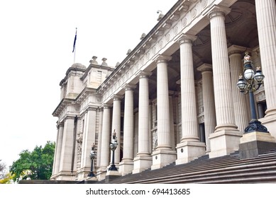 Entrance To The Parliament Of Victoria In Melbourne