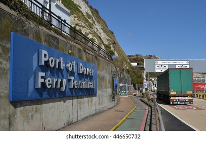 Entrance to Port of Dover Ferry Terminal with large lorry driving in
March 2016 Dover Port England Ferry Terminal with large lorry driving into port to be loaded on ferry for crossing to France.